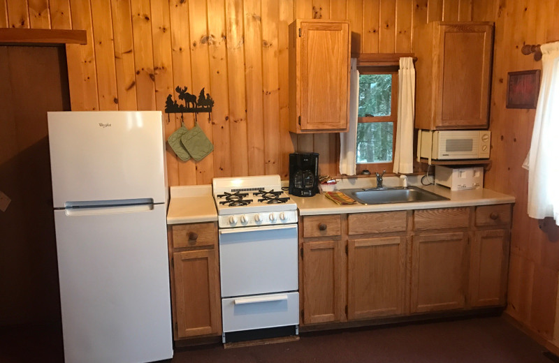 Cabin kitchen at Timber Trail Lodge.