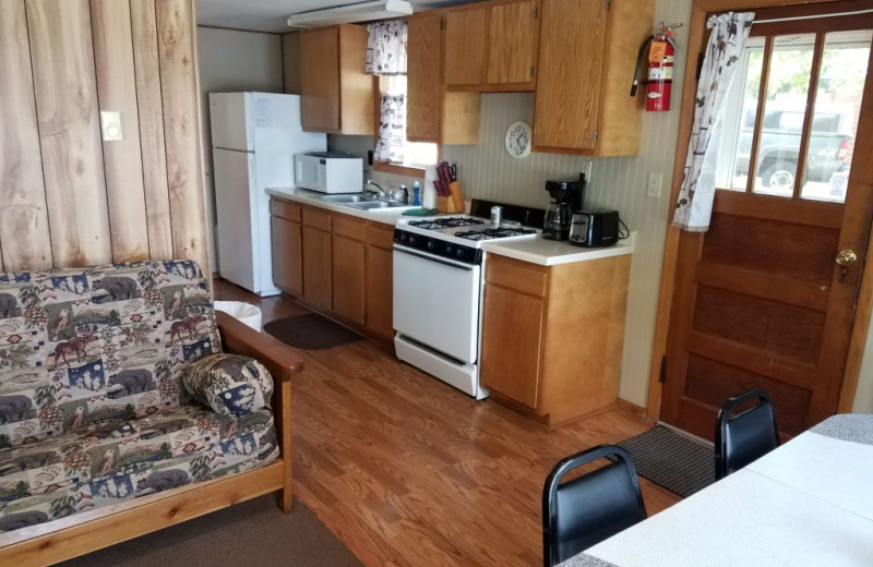 Cabin interior at Northern Lights Resort.