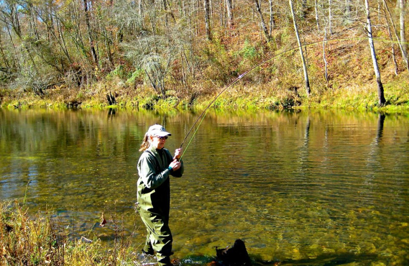 Fly fishing at Lindsey's Rainbow Resort.