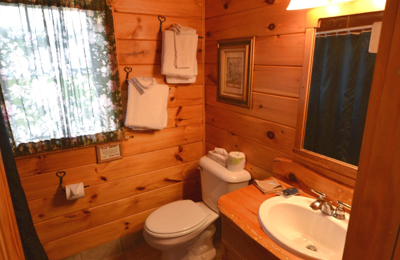 Cabin bathroom at The New England Inn & Lodge.