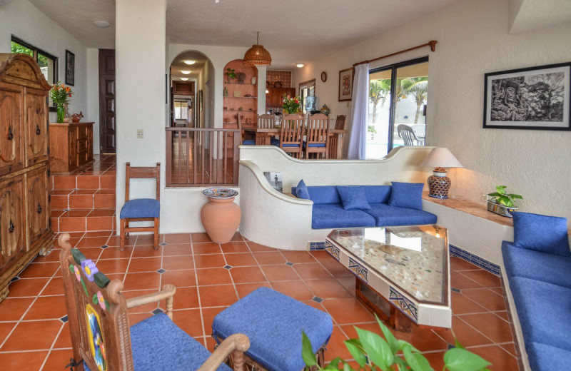 Rental living room at Villa Nicte-Ha.