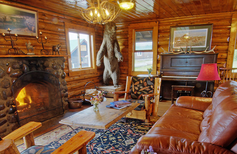 Lodge interior at Triangle X Ranch.