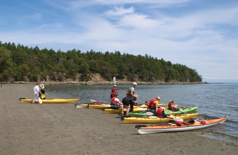 Kayaks at Mayne Island Resort and Spa.