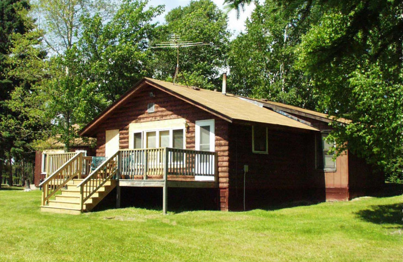 Cabin exterior at Voyageurs Sand Lake Resort.