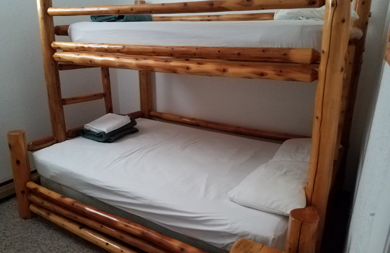 Dorm bunk beds at Northwoods Lodge.