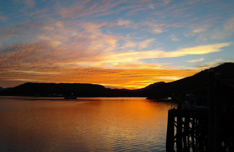 Sunset at Screamin' Reels Lodge.