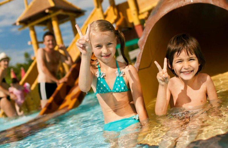 Kids at water park at Glamping Olimia Adria Village.