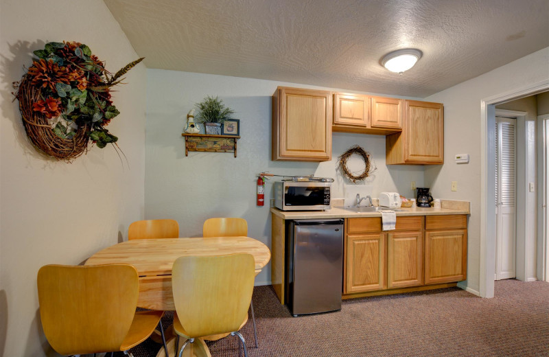 Cabin kitchen at Morrison's Rogue River Lodge.