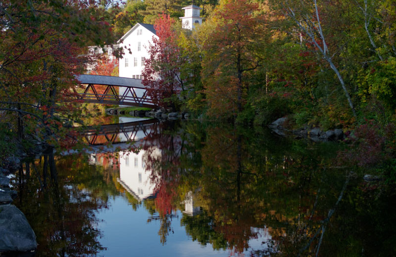 Fall colors at Sunapee Harbor Cottages.