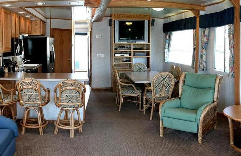 The 70' Titanium houseboat interior at Pleasure Cove.