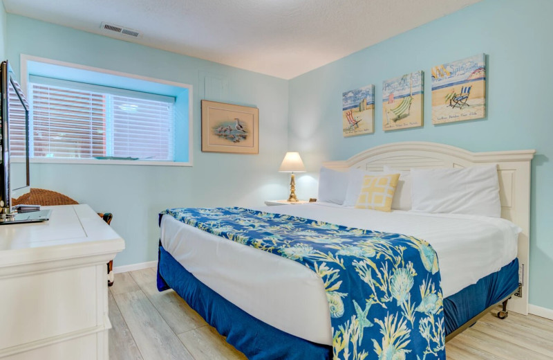 Rental bedroom at Cavalier Beachfront Condominiums.