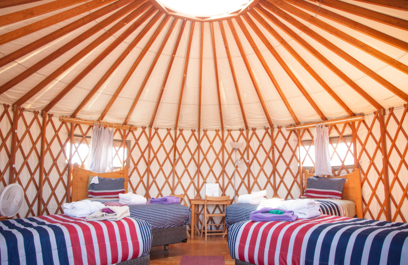 Yurt interior at Joyful Journey Hot Springs Spa.