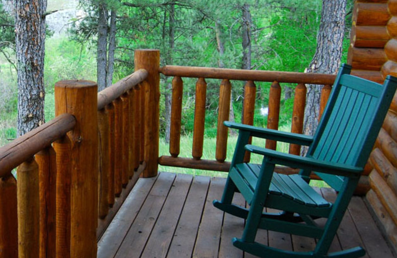 Cabin porch at Newton Fork Ranch.