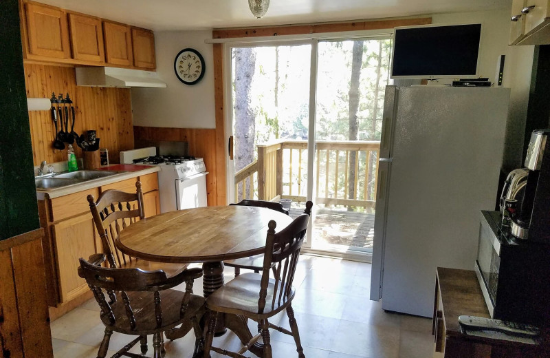 Cabin kitchen at Hidden Cove Resort.