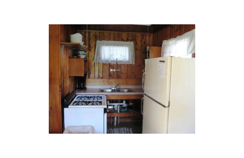 Cabin kitchen at Birch Grove Resort.