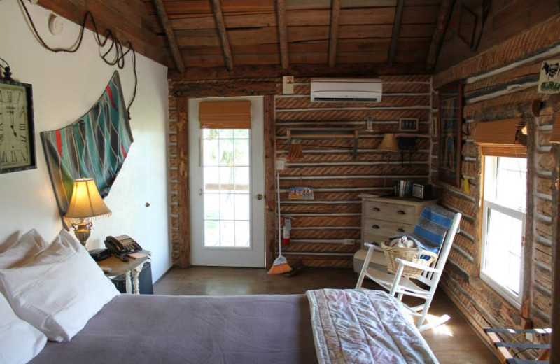 Cabin bedroom at Colorado Cattle Company Ranch.