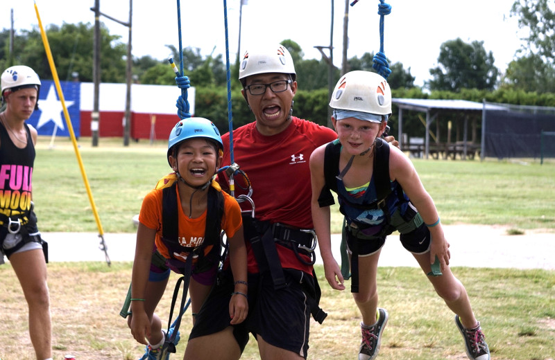 Rope climbing at Camp Champions on Lake LBJ.