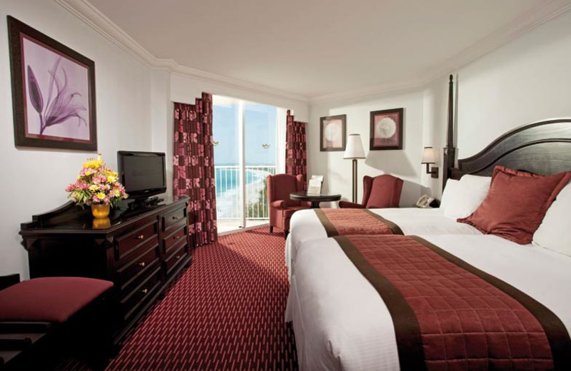 Guest room at Hotel Riu Paradise Island.