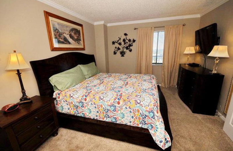 Rental bedroom at MyrtleBeachVacationRentals.com.