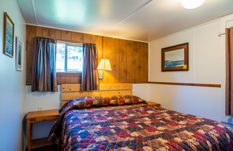 Cabin bedroom at Oceanside Ocean Front Cabins.