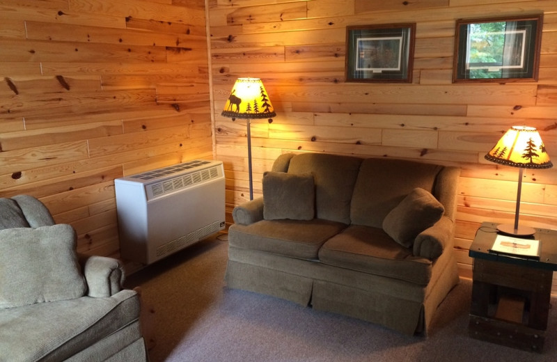 Cabin living room at Muskego Point Resort.