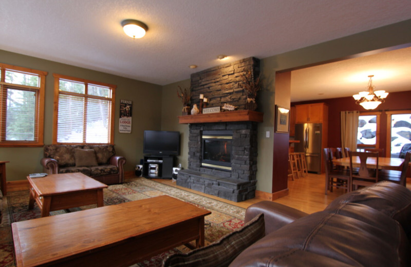 Cabin living room at Fernie Central Reservations.