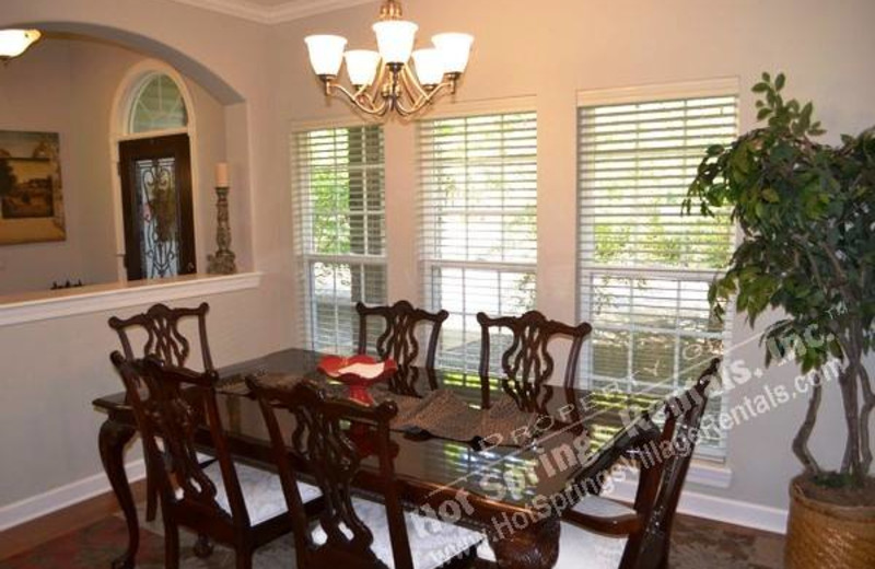Rental dining room at Hot Springs Village Rentals.