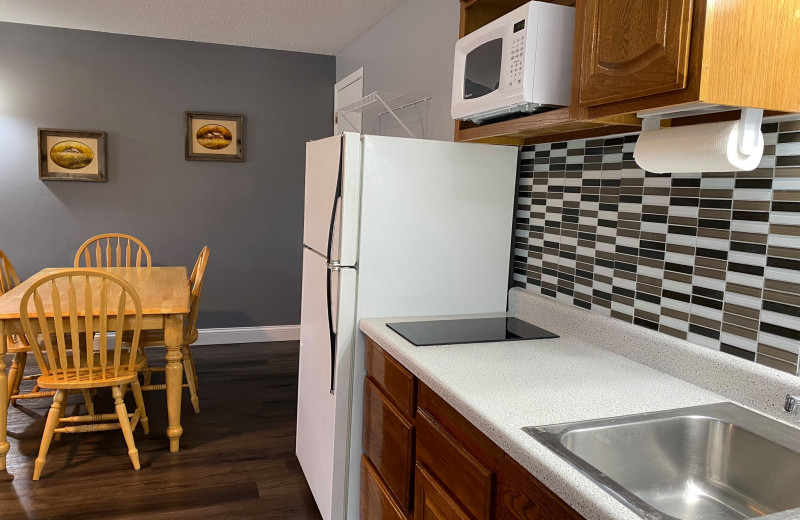 Guest kitchen at Pelican Motel.