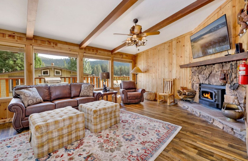 Rental living room at Happy Bear Vacation Rentals.