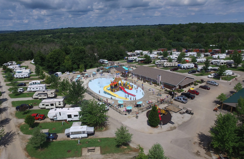 Aerial view of Jellystone Park at Lake Monroe.