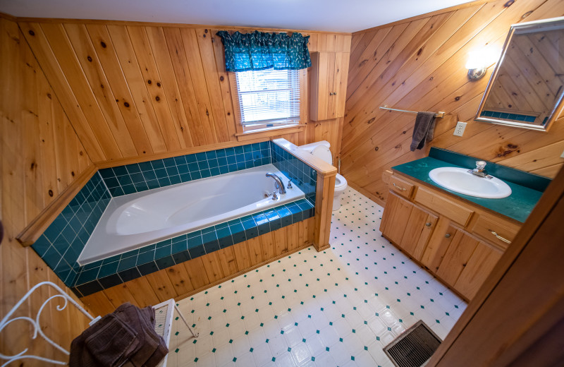 Cabin bathroom at The Birches Resort.