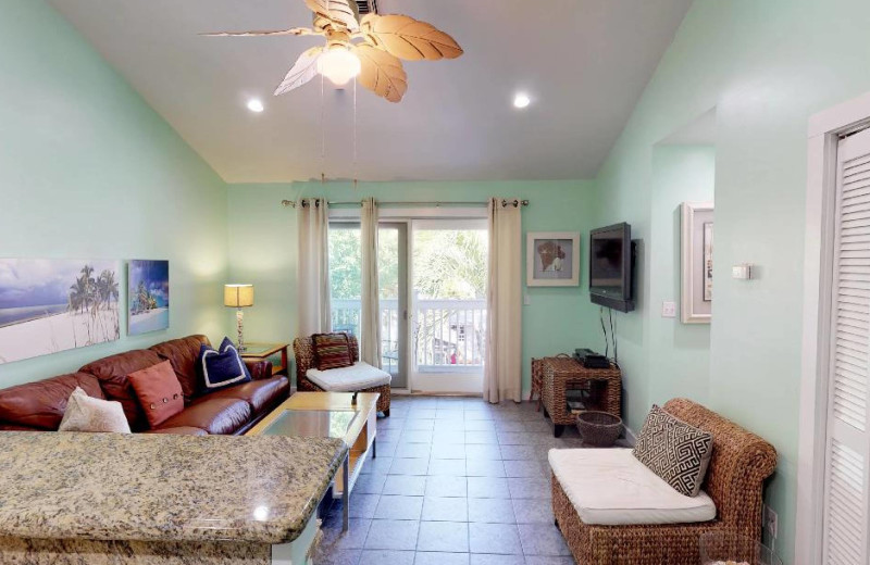 Rental living room at Preferred Properties Key West.