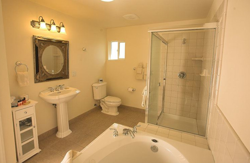 Guest bathroom at EuroSpa & Inn.