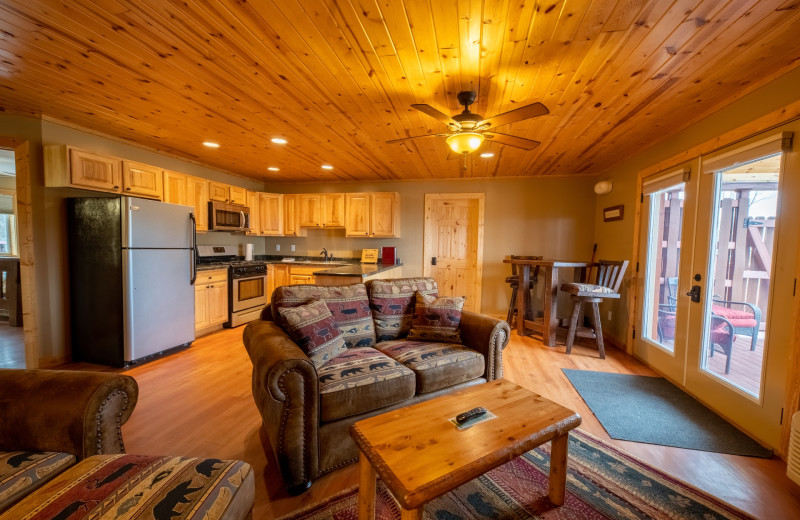 Guest suite living room at Appeldoorn's Sunset Bay Resort.