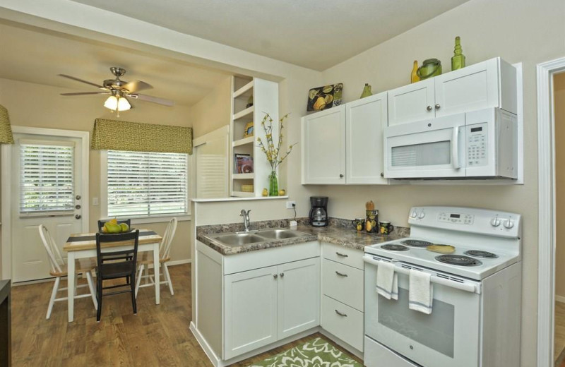 Rental kitchen at River City Resorts.