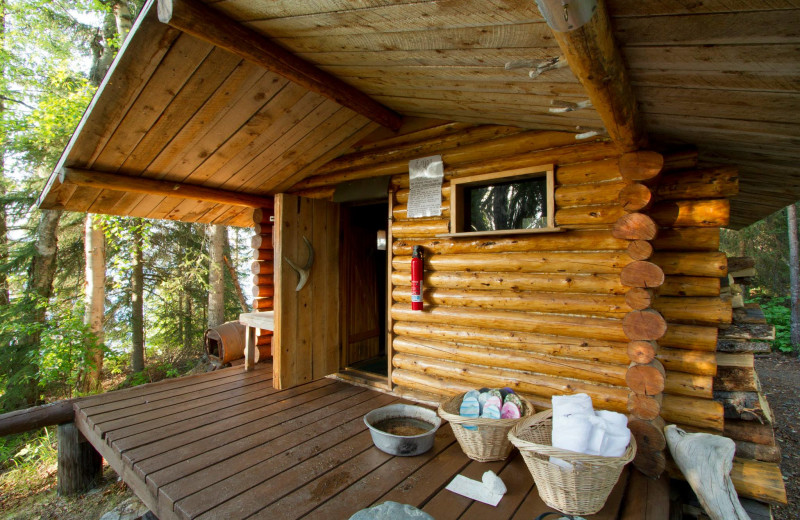 Cabin exterior at Kenai Backcountry Lodge.