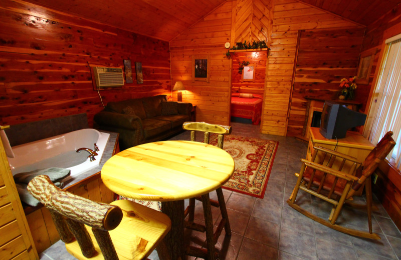 Cabin interior at Ozark Cabins.