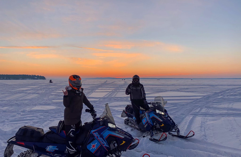 Snowmobiling at Cragun's Resort and Hotel on Gull Lake.