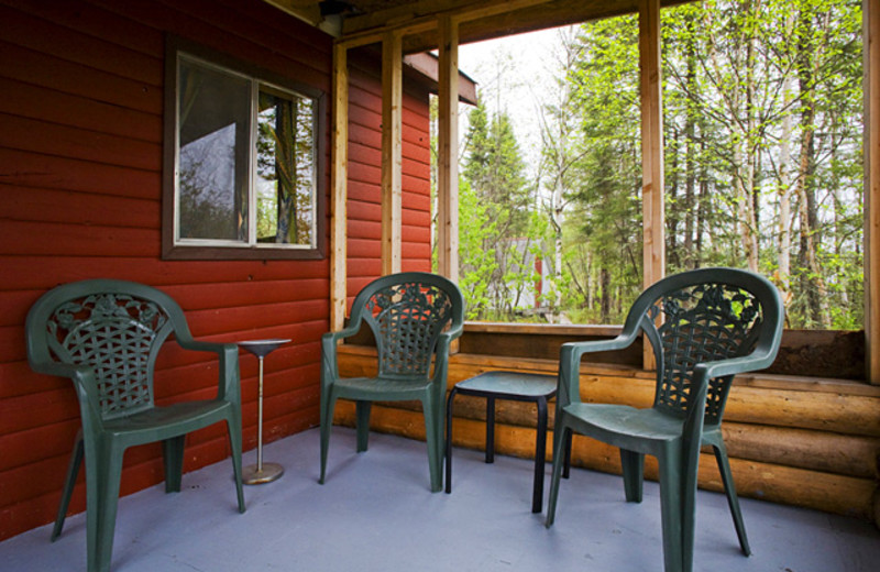 Cabin deck at Uchi Lake Lodge.