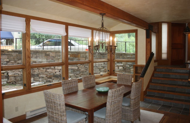 Rental dining room at Welcome to Telluride Vacation Rentals.