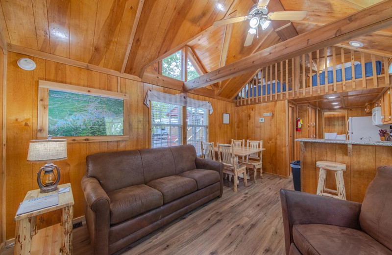 Cabin interior at Kimberling Marina & Resort.