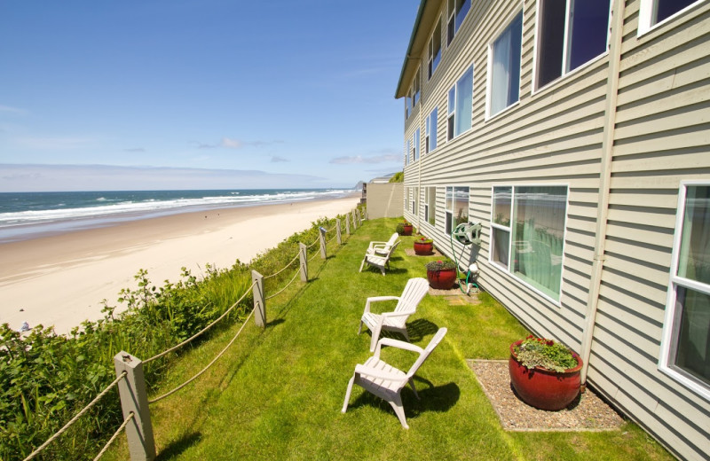 Beach view at Pelican Shores Inn.