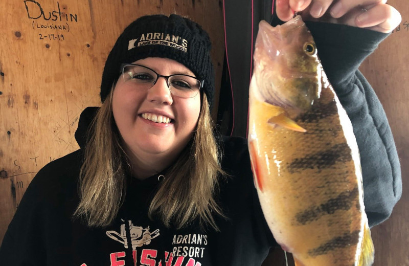 Ice fishing at Adrian's Resort.