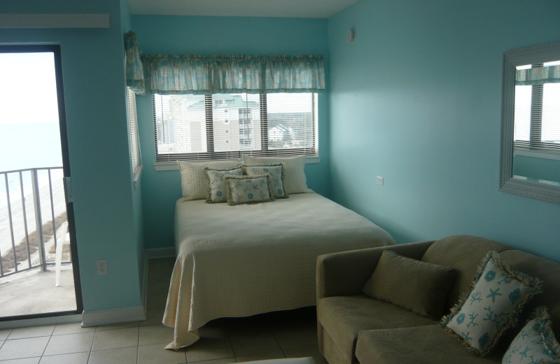 Vacation rental bedroom at Myrtle Beach Vacation Rentals.