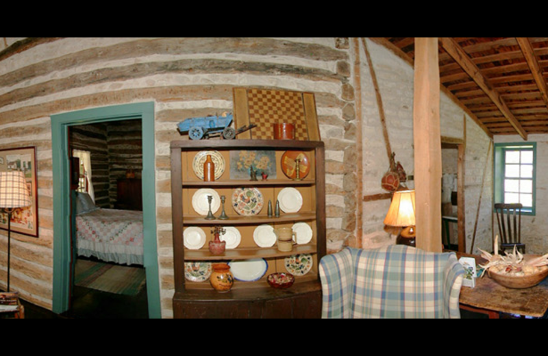 Pioneer Log Cabin interior at Settlers Crossing.