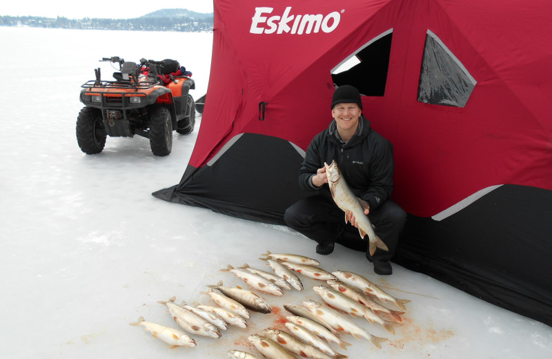 Ice fishing at The Lodge at Whitefish Lake.