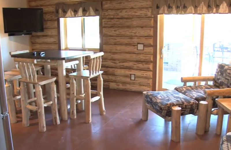 Cabin interior at Zippel Bay Resort.