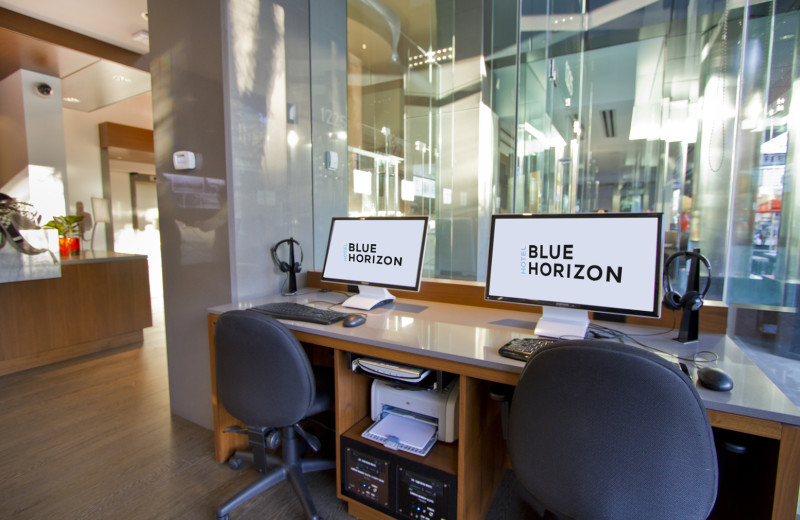 Business center at Blue Horizon Hotel.