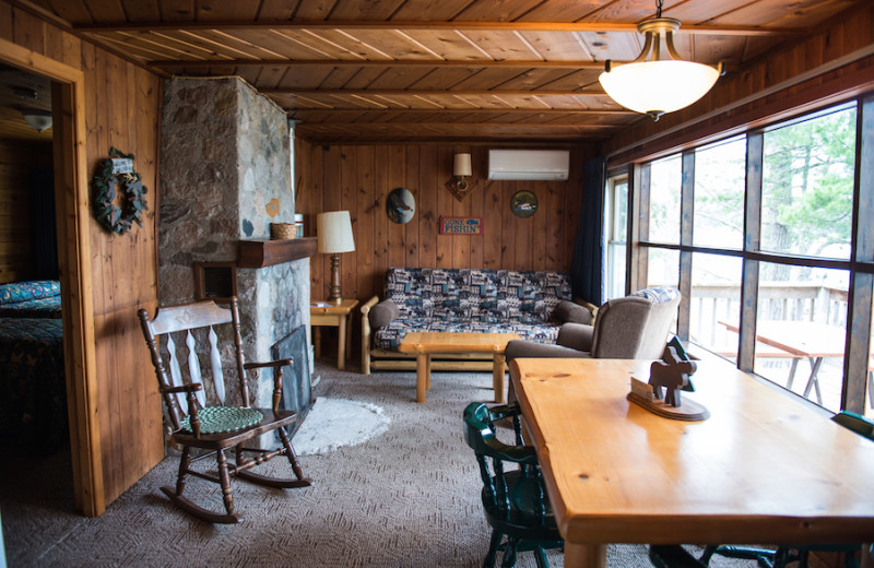 Cabin living room at Pehrson Lodge Resort.