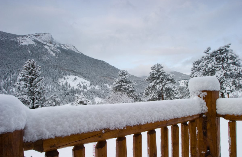 Deck view at McGregor Mountain Lodge.